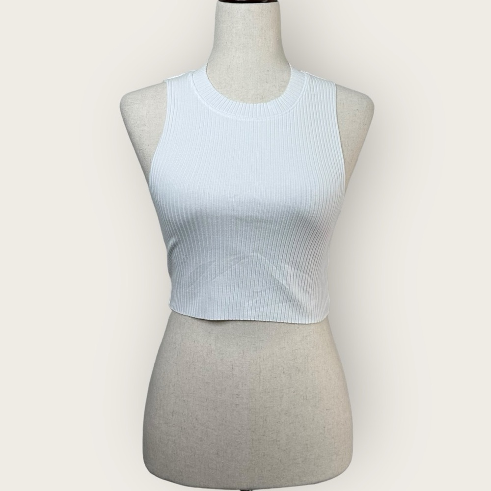 Aerie White Ribbed Tank Top